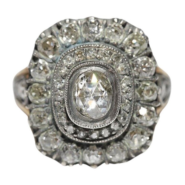 Nuovo Anello forte decorato con diamanti naturali, fatto a mano, in oro 18k e argento, A. Silver in vendita