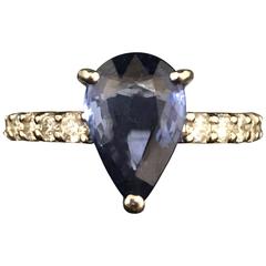 Blue Ceylon Sapphire Diamond White Gold Ring 12
