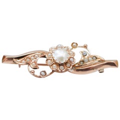 Pearls, 18 Karat Rose Gold Retrò Brooch.