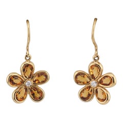 Tiffany & Co. Garden Flower Diamond Citrine 18k Yellow Gold Drop Earrings