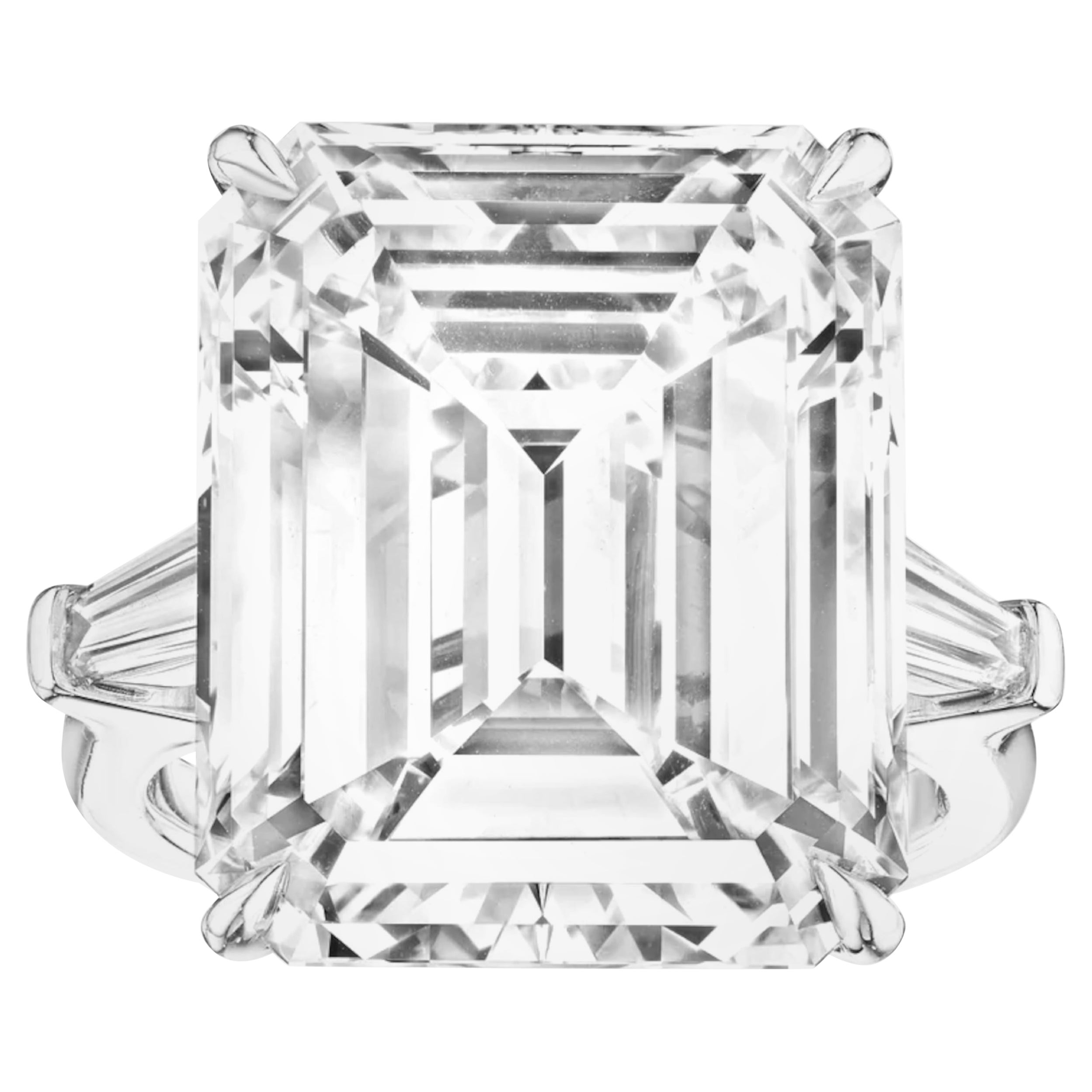 GIA Certified 20 Carat TYPE 2A Golconda type Emerald Cut Diamond Ring For Sale