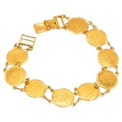 Vintage Custom-Made 22k Yellow Gold "Coin" Link Bracelet