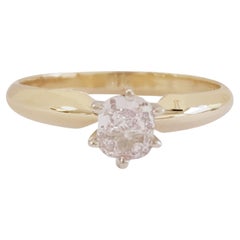 HOLIDAY SALE GIA 0.53 Carat Cushion Pink Diamond Solitaire Ring 14K Yellow Gold