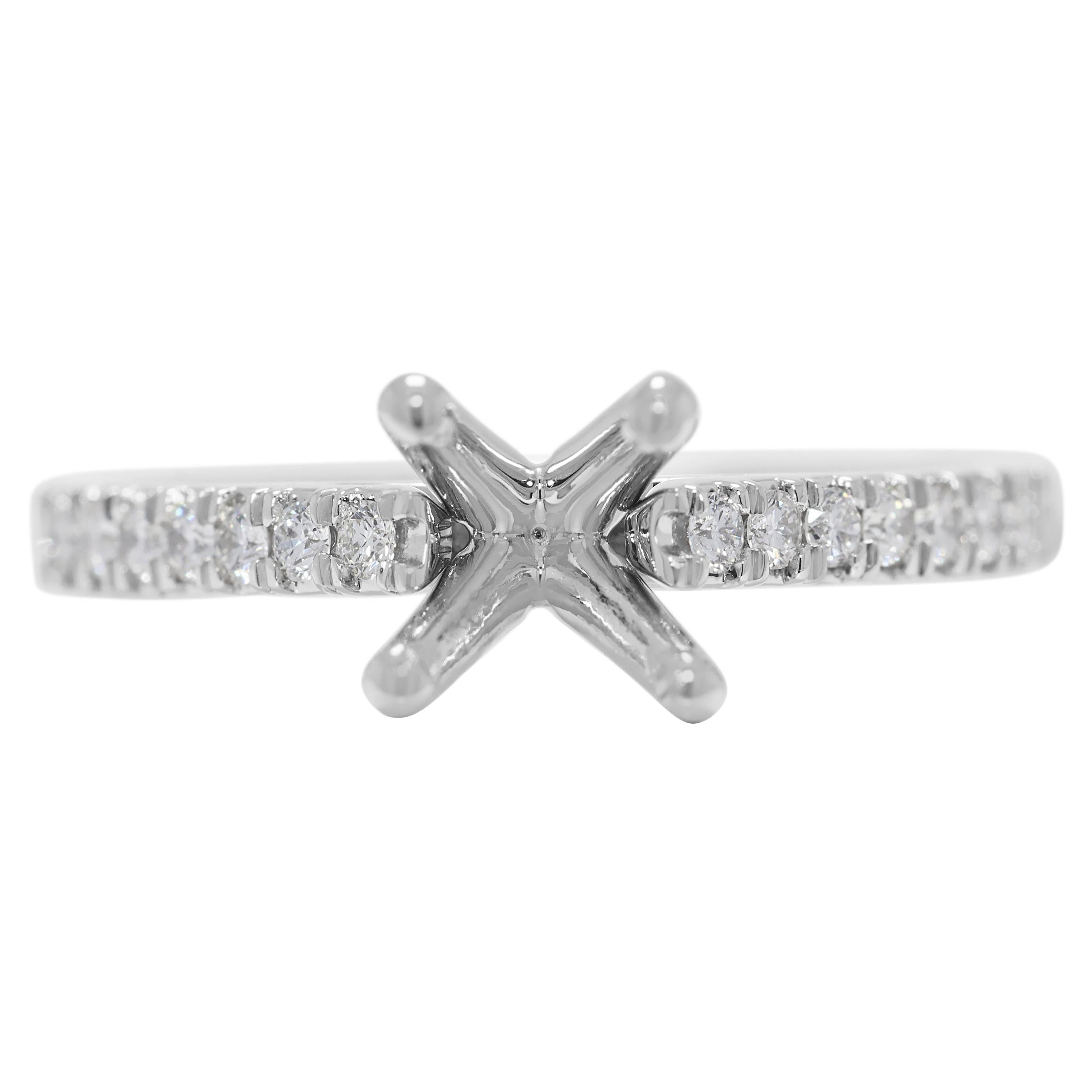 Luminous 0.24ct Natural Diamond Pave Ring Setting in Platinum
