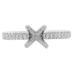 Luminous 0.24ct Natural Diamond Pave Ring Setting in Platinum