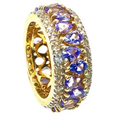 Bochic “Capri” Natural Tanzanite & Diamond Band Set In 18K Gold & Silver