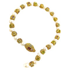 Bochic “Capri” Ametyist & Fancy Multi Color Sapphires Necklace Set in 18K & Silv