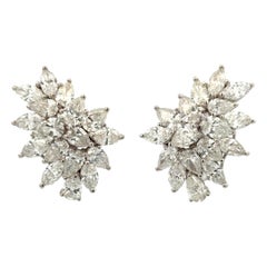 Large Marquise Pear Shape Diamond Cluster Earrings 11.01 Carats 18KT F-G VS1-2