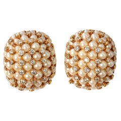 Pearl and Diamond Gold Earrings