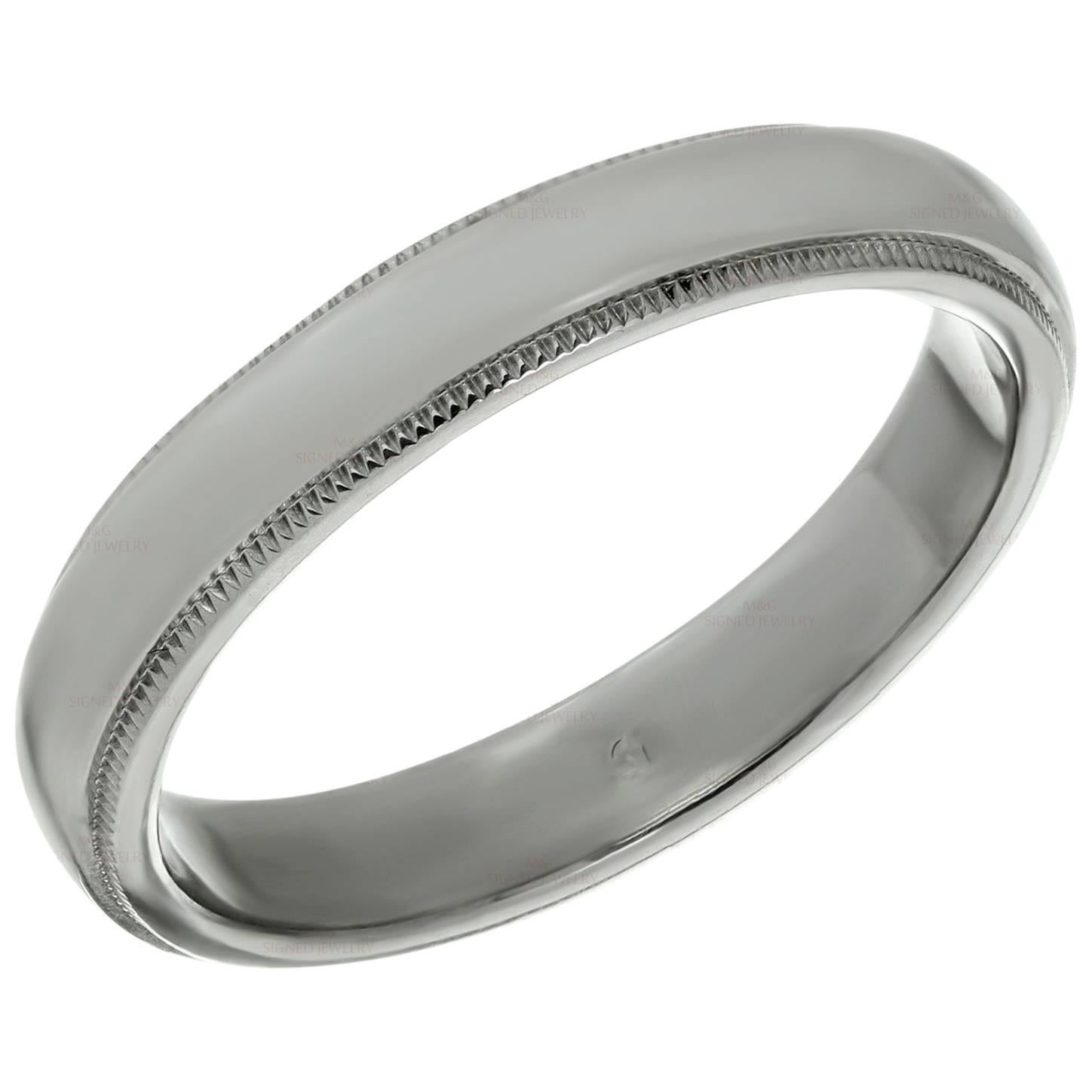 Tiffany & Co. Platinum Milgrain Men's Wedding Band Ring