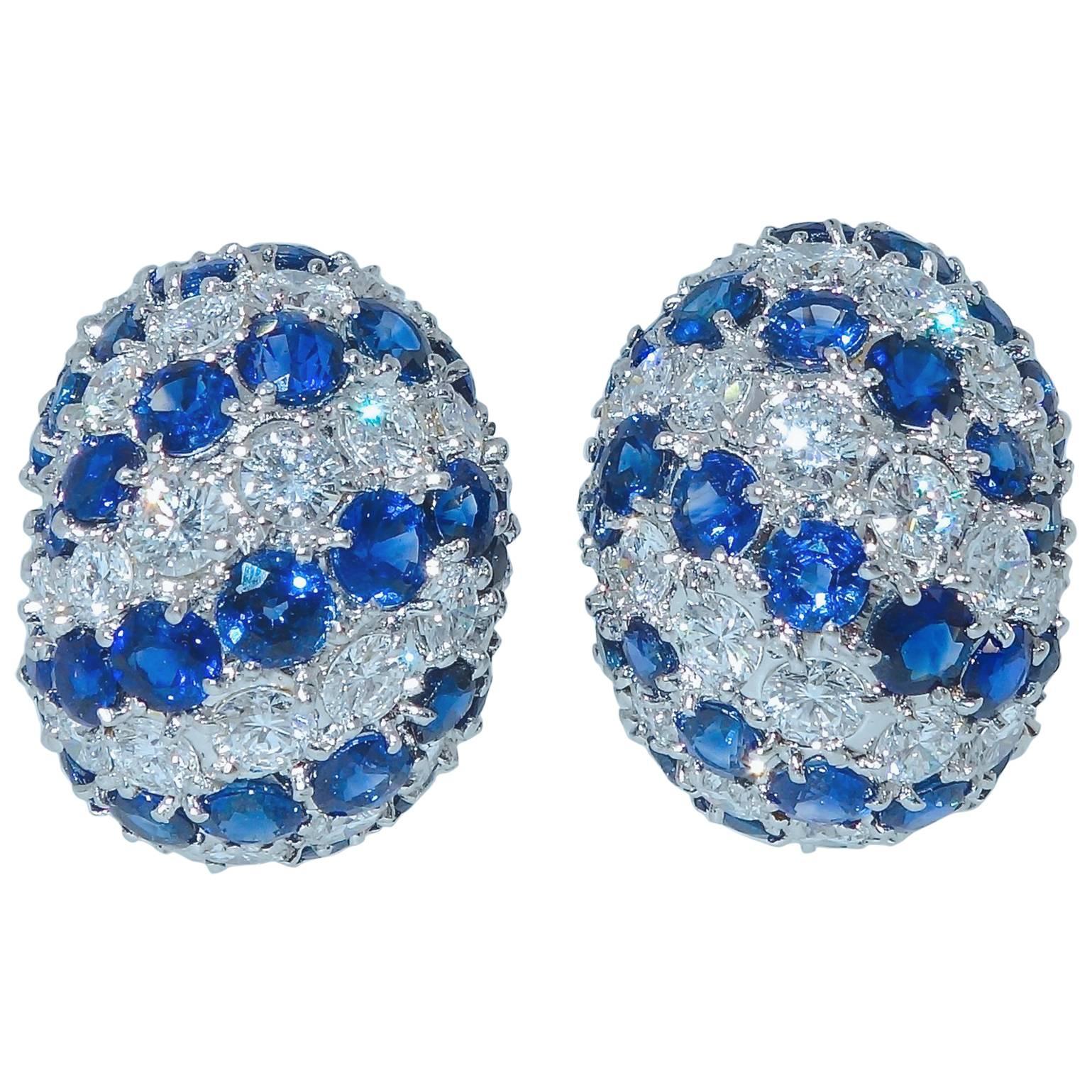 Fine Sapphire Diamond Gold Earrings