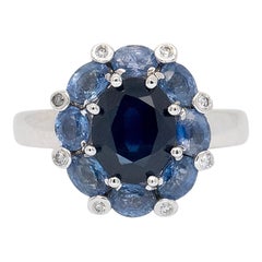 14k White Gold 4.8ctw Blue Sapphire Ring