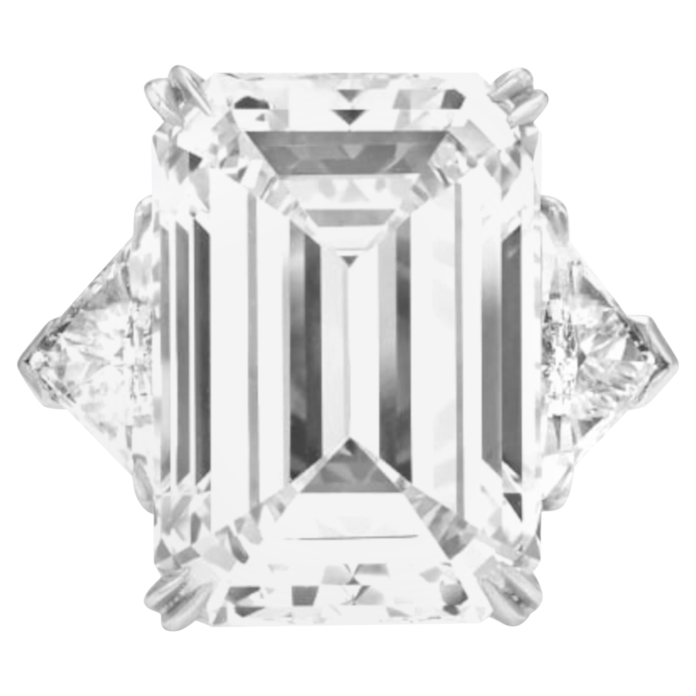 GIA Certified 13 Carat Emerald Cut Diamond Platinum Ring FLAWLESS D COLOR