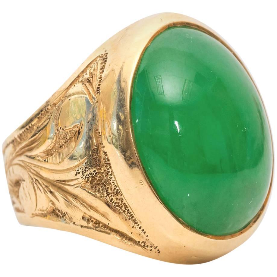 1950s Jade Yellow Gold Ring