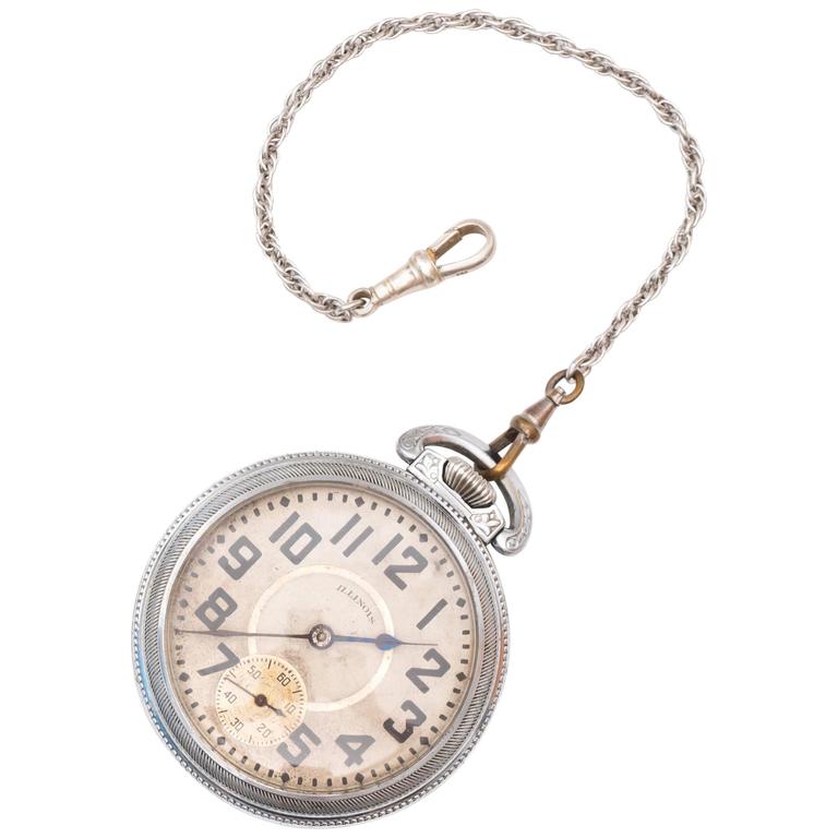 1900s Edwardian Illinois Railroad Pocket Watch For Sale at 1stdibs