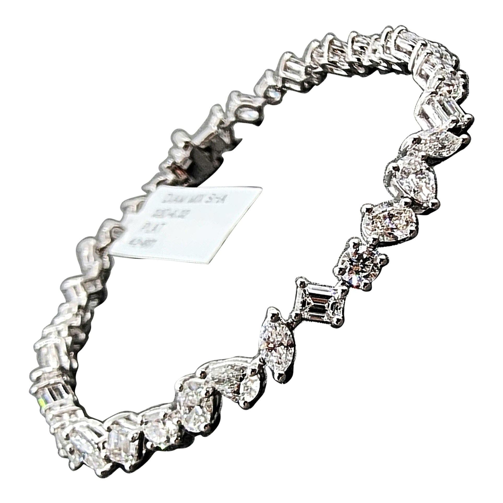 6.32 ct Mixed Shape Diamond Tennis Bracelet For Sale