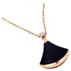 Bulgari Divas' Dream Black Onyx Diamonds Rose Gold Pendant Necklace