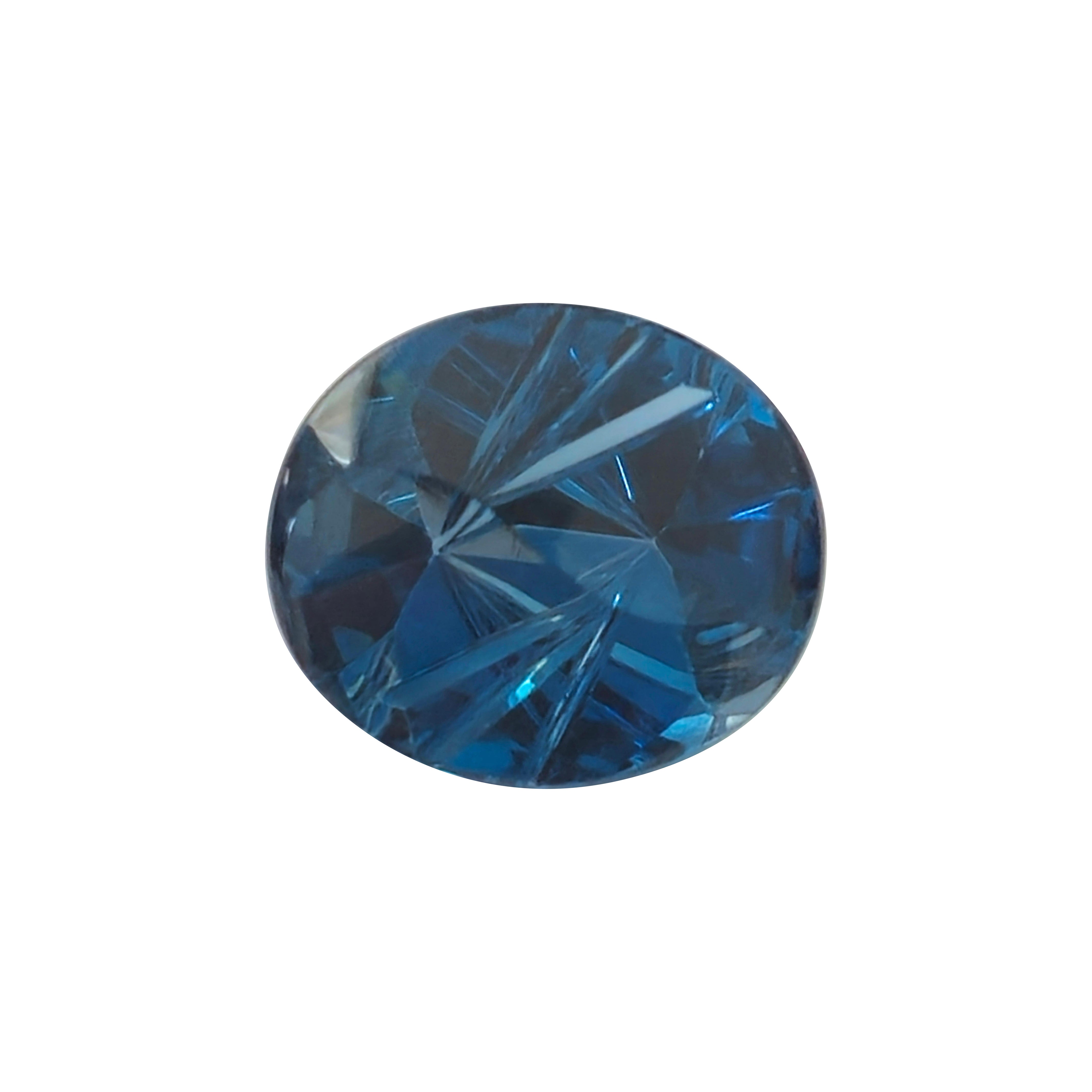 8.7 ct Oval London Blue Topaz 14X12 Fantasy Cut