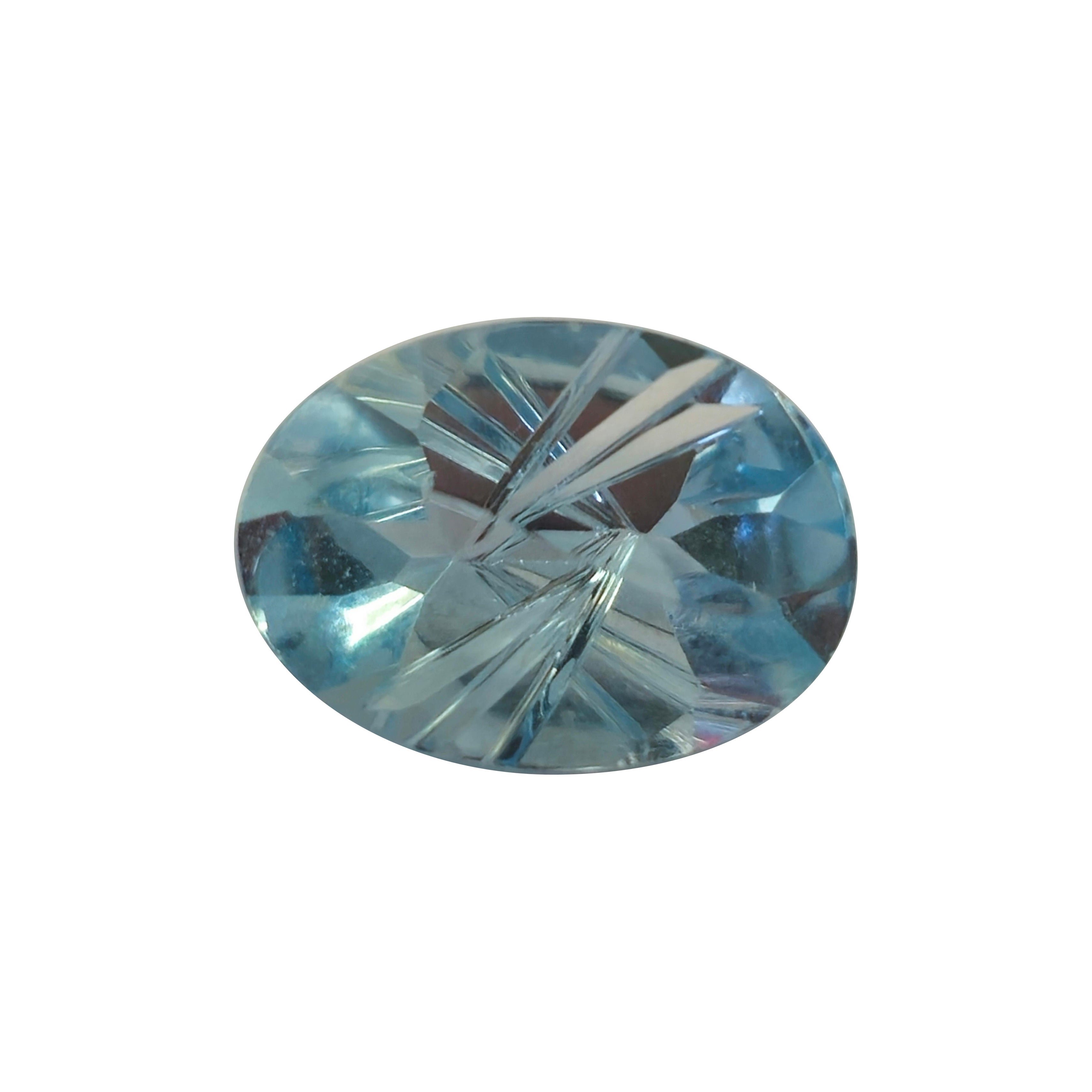 5.25 ct Natural Oval Sky Blue Topaz 14X10 Fantasy Cut