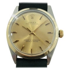 Rolex Oyster Perpetual Ref 1002 34mm Mens 14k SS Automatic 1960s Vintage By RA570B