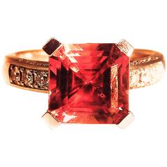 4.08 Carat Pink Tourmaline Solitaire Cocktail Ring 2