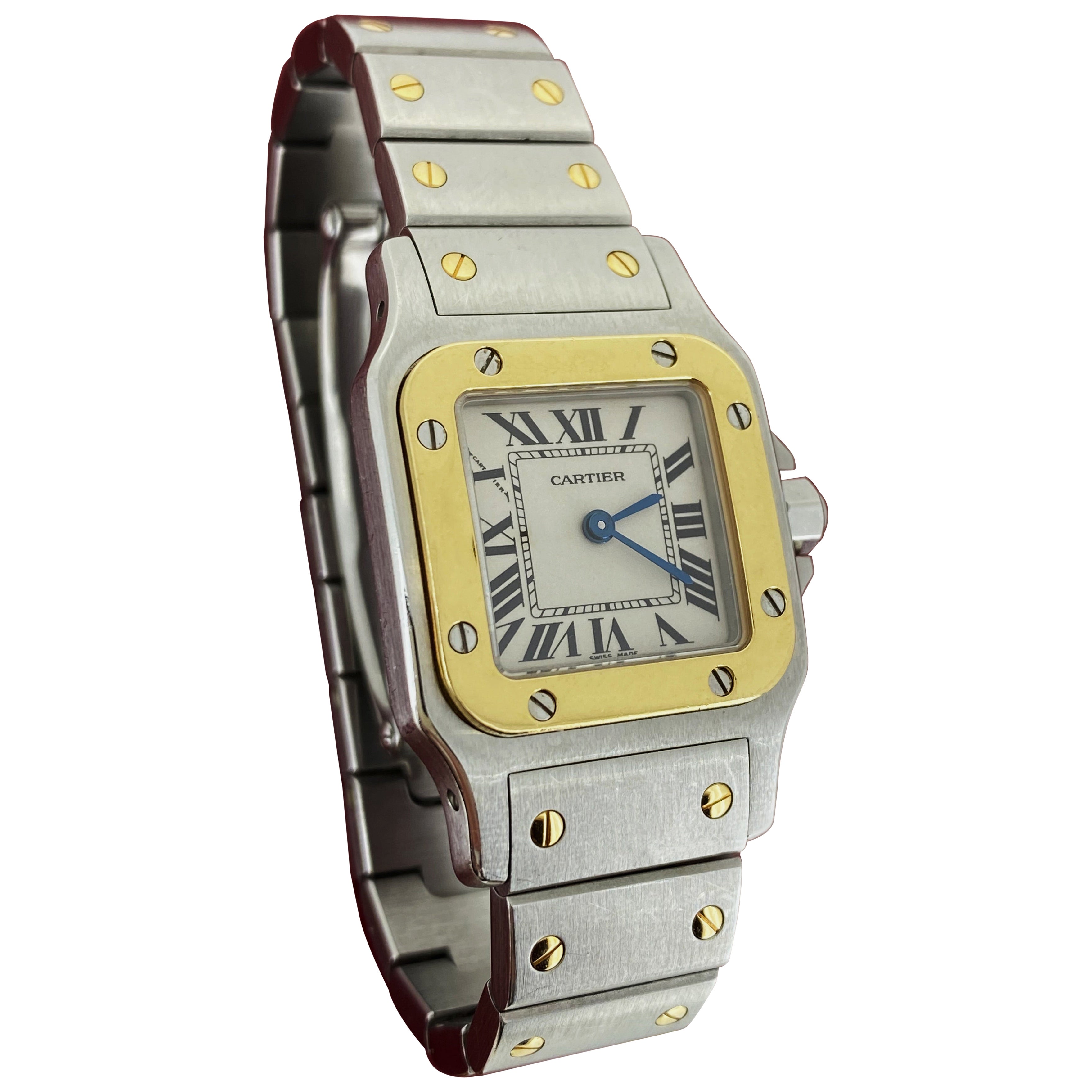 Cartier Santos Galbée ref 1567 Orologio da donna al quarzo 24 mm in oro e acciaio bicolore