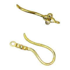 Gancio per orecchio con diamante in oro massiccio 14 carati Filo per orecchini Gancio per diamante.