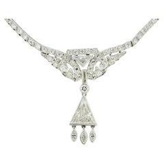 Collana Art Deco con diamanti a grappolo da 3,90 carati