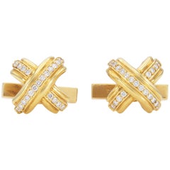 Vintage 1990er Jahre Tiffany & Co. X Manschettenknöpfe mit Diamanten