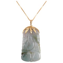 Carved Jade Pendant on Chain
