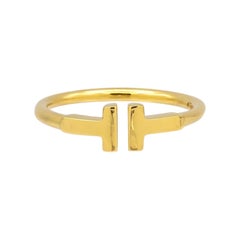 Tiffany & Co. 18K Yellow Gold T Wire Ring Size 6.5 with receipt