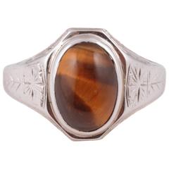 Tiger's Eye White Gold Ring