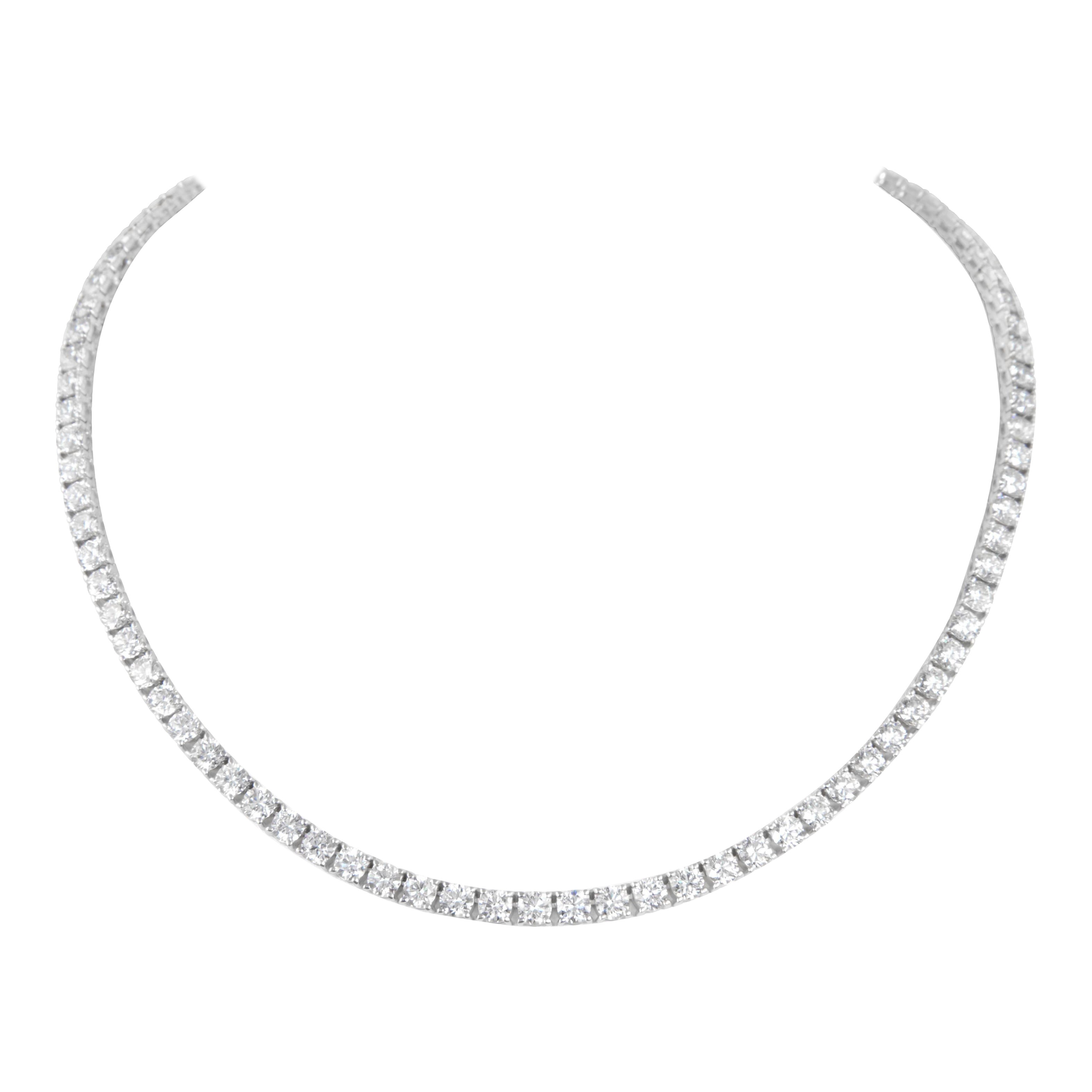 Alexander Beverly Hills 22,36ct Diamant Tennis Halskette 18k Weißgold 16in im Angebot