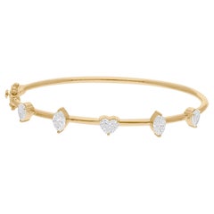Real 1.77 Ct H/SI Natural Multi Diamond Bangle 18K Yellow Gold Bracelet Jewelry