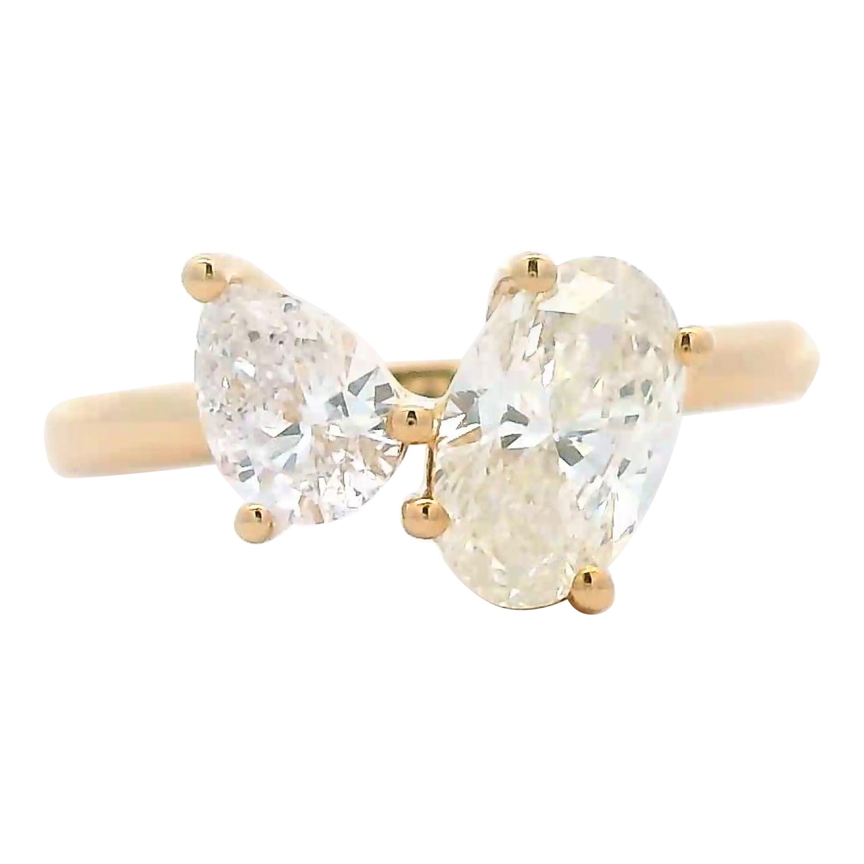 Alexander Beverly Hills 1,47ct Oval & Birne Diamant Toi Et Moi Ring 18k im Angebot