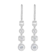 Alexander Beverly Hills Pendants d'oreilles 3.90ctt Multi Diamond Gold 18k White Gold
