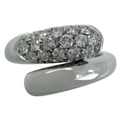 Rare Vintage Bvlgari Astrea Pavé Diamond 18k White Gold Bypass Ring