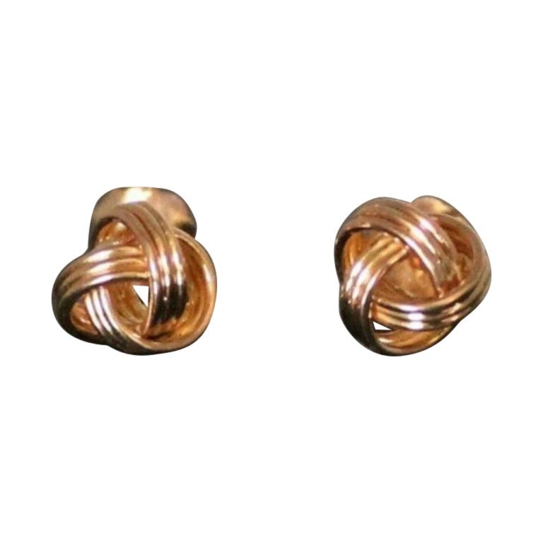 Oro massiccio 14k Infinity Twisted Knot Studs Gold Nose Ear Piercing Jewelry Gift. in vendita