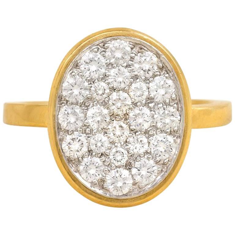 Dinh Van for Cartier Pavé Diamond Gold Ring