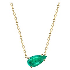 AITCHES - 1.0ct Pear Cut Emerald Necklace in 18K Gold