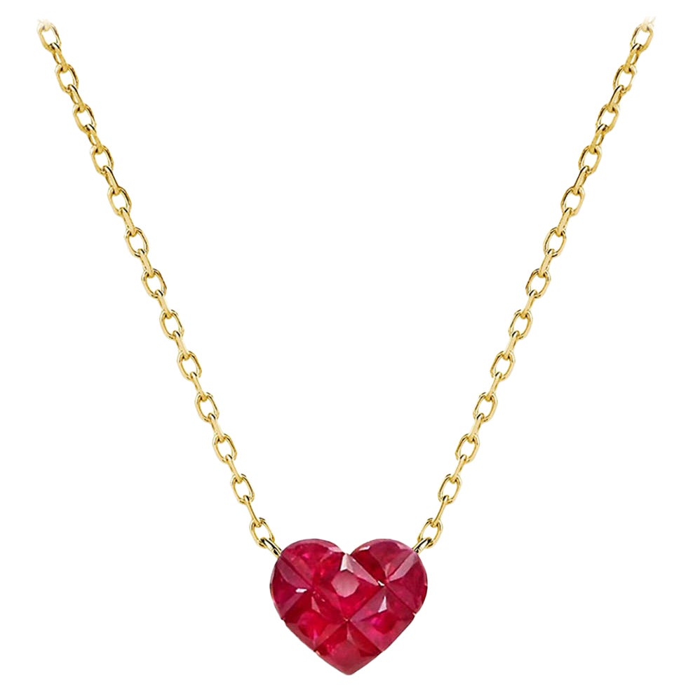 AITCHES - Ruby by Heart Necklace in 18K Gold