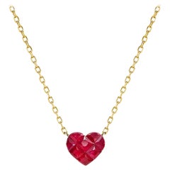 AITCHES - Ruby by Heart Necklace in 18K Gold
