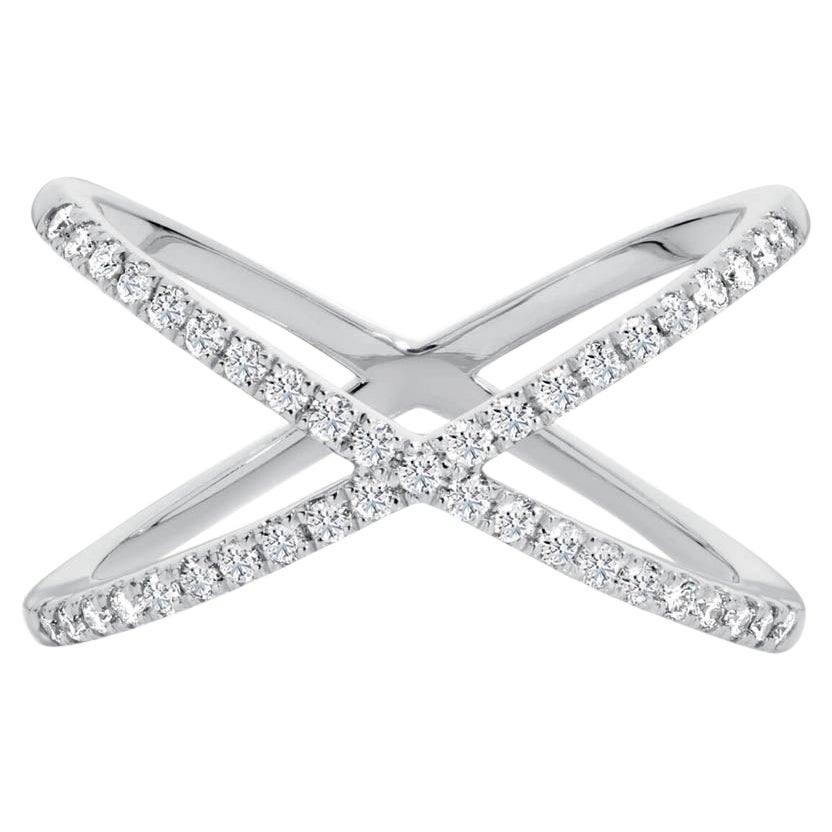 AITCHES - Cross Diamond Ring in 18K White Gold For Sale
