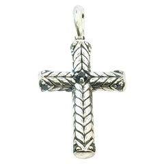 David Yurman Black Diamond Cross Pendant Sterling Silver Estate