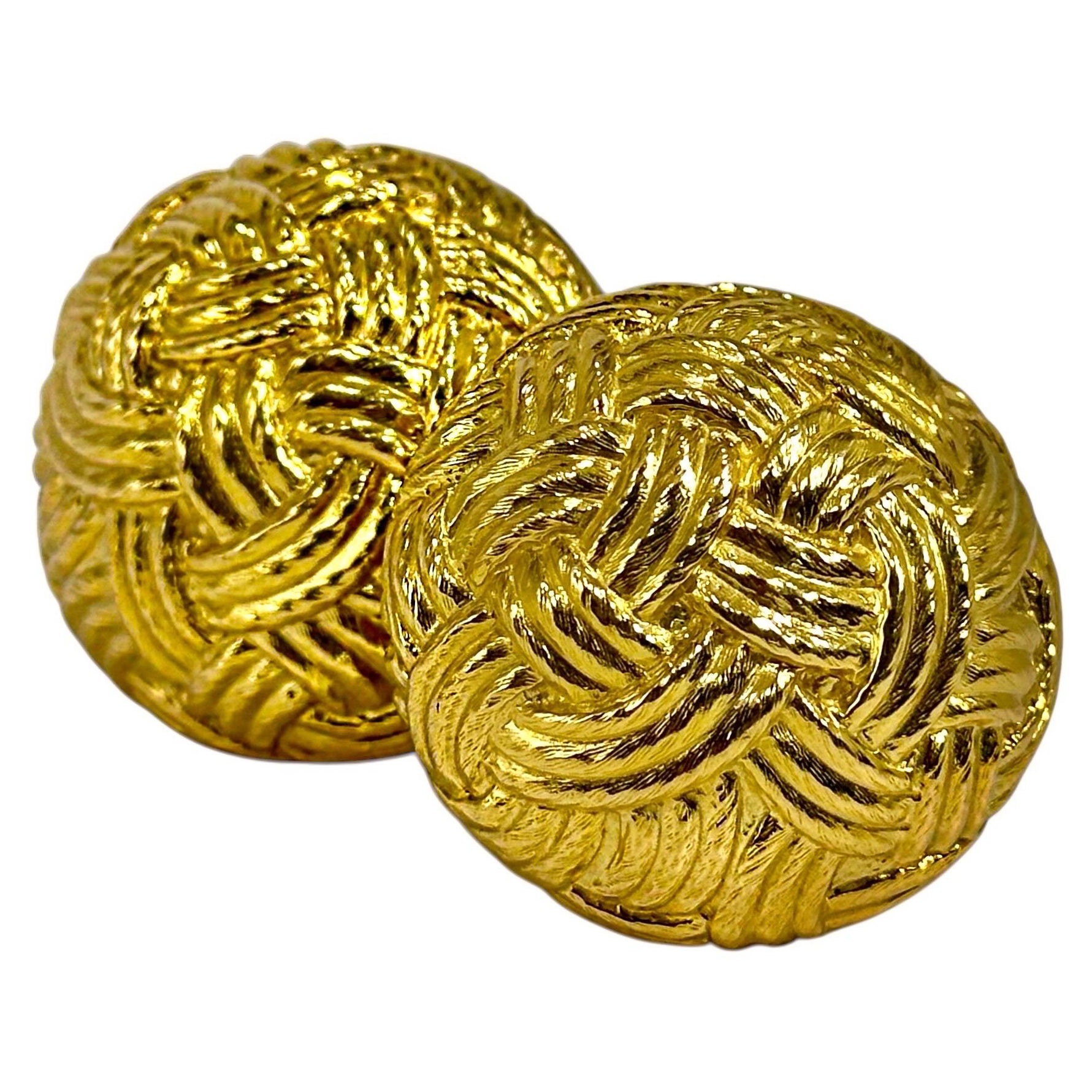 Boucles d'oreilles dôme vintage en or jaune 18K de David Webb de 1,25 pouces de diamètre