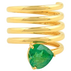 Anello con gemma di smeraldo dello Zambia da 1,90 carati Nature, gioielli in oro giallo 18 carati