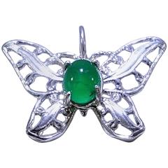 Emerald Cabochon Butterfly Pendant 11
