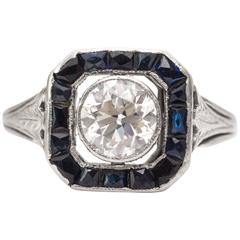 1920s Sapphire Old European Diamond Engagement Ring 3