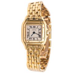 Retro Cartier Ladies Yellow Gold Panther Small Quartz Wristwatch