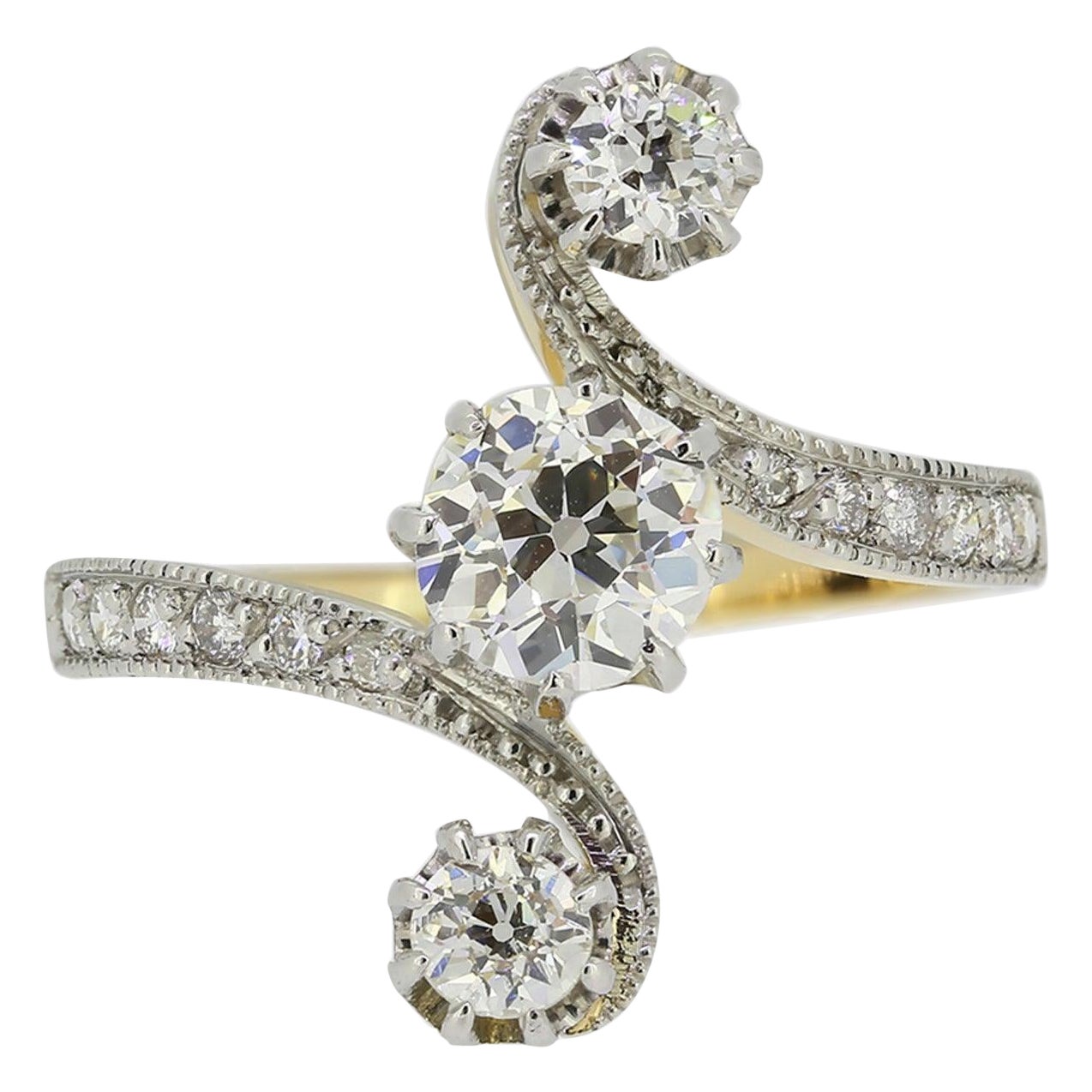 Edwardian Three Stone Diamond Ring For Sale